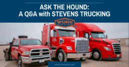 Image of three Stevens Trucking vehicles