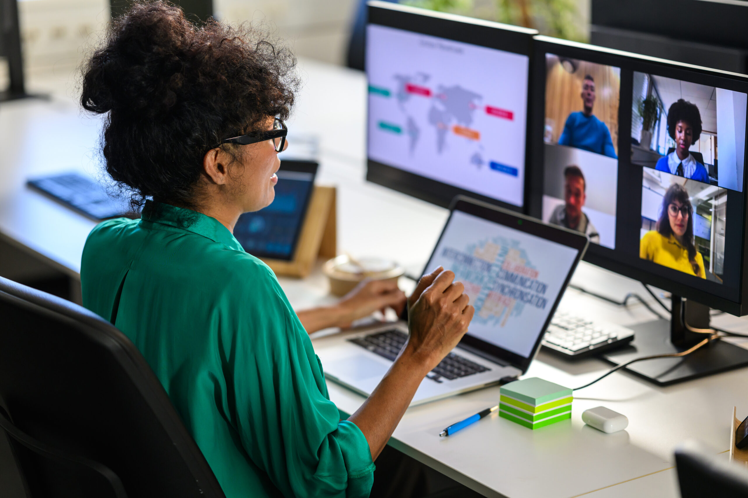 Woman managing remote workers